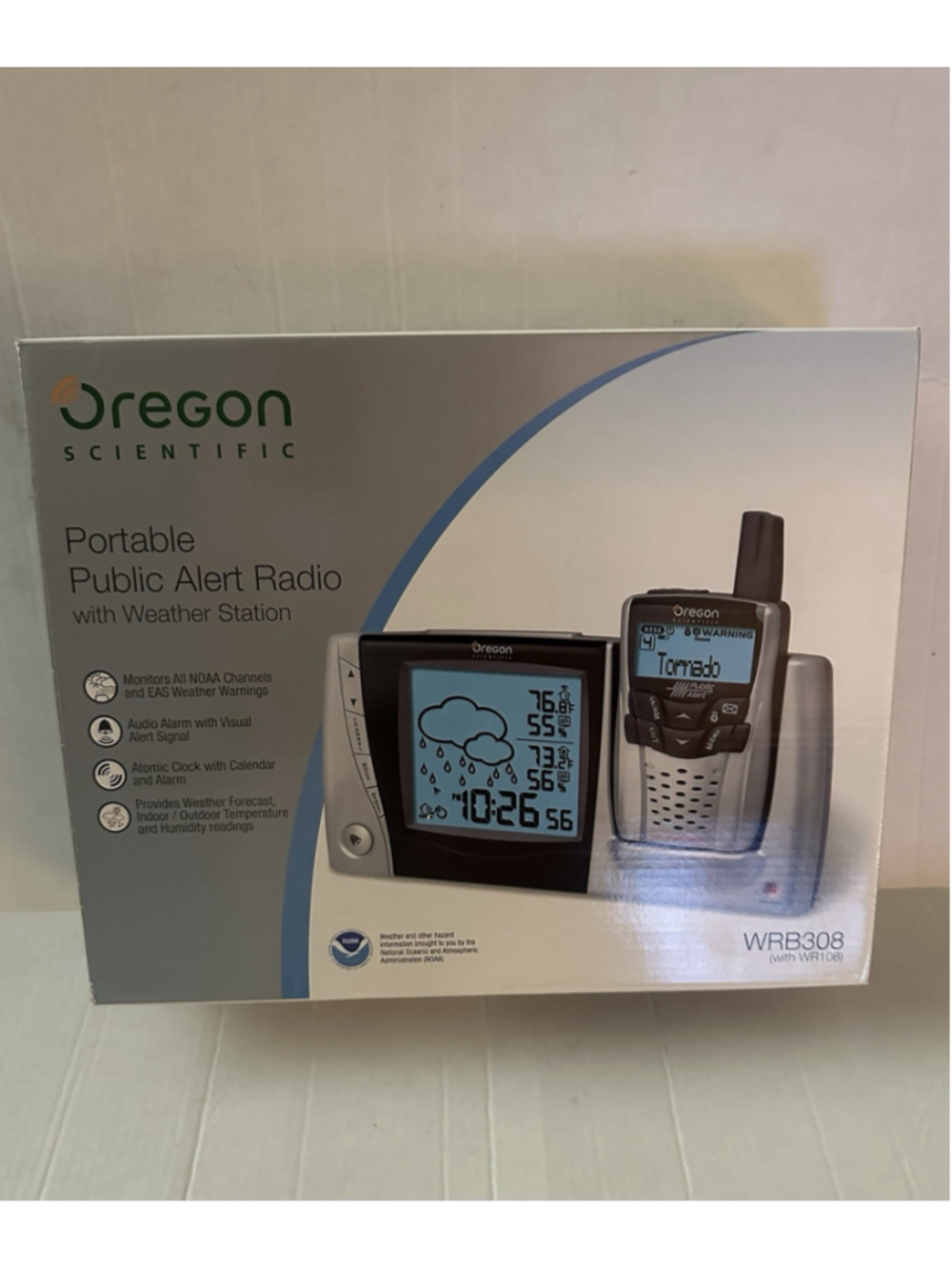New! Oregon Scientific Portable Public Alert Radio WRB308+ Weather Station WR108